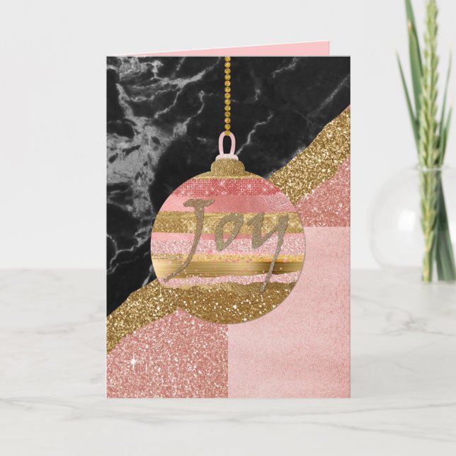 Rosa och Guld-glitter - prydnadsjulkort Helgkort (Framsida)