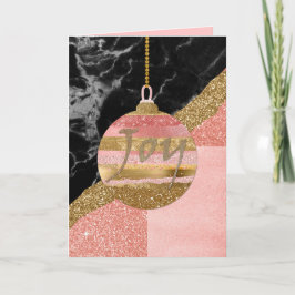 Rosa och Guld-glitter - prydnadsjulkort Helgkort