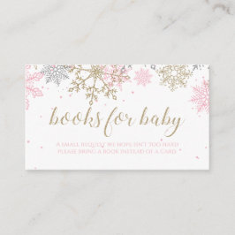Rosa och guld glitter snöflinga böcker för bebis tilläggskort