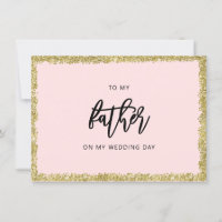 Rosa och Guld Glitter till mitt bröllop-kort far
