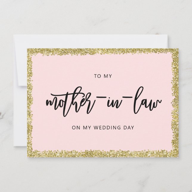 Rosa och Guld Glitter till mitt svärmor-kort Inbjudningar (Framsida)