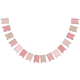 Rosa och Guld Glitter Vimplar