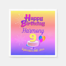 ROSA och GULD Grattis på födelsedagen | Redigerbar Pappersservett