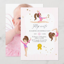 Rosa och guld gymnastik 2-års födelsedagsfoto