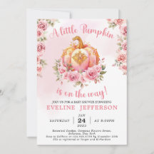 Rosa och Guld Halloween Little Pumpkin Baby Shower