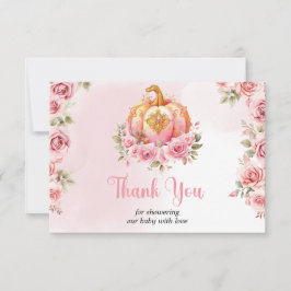 Rosa och Guld Halloween Little Pumpkin Baby Shower Tack Kort