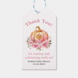 Rosa och Guld Halloween Pumpkin Baby Shower Presentetikett