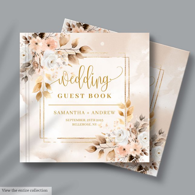  Rosa och Guld höstgästen Bröllop Bok (Blush Pink and Gold Autumn Wedding Guest Book

)