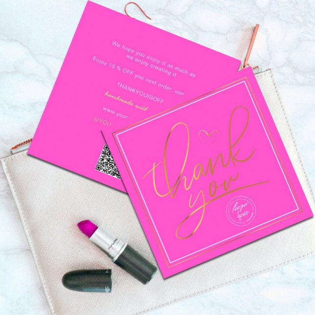 Rosa och Guld i Tackens Elegant (Professional Business Thank You Elegant Pink Gold Card. Send and extra special THANK YOU message)