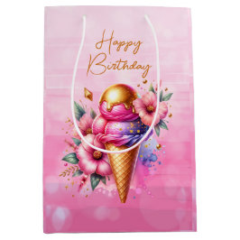 Rosa och Guld Ice Cream Golden Birthday