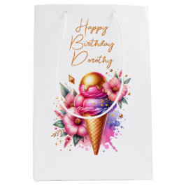 Rosa och Guld Ice Cream Golden Birthday