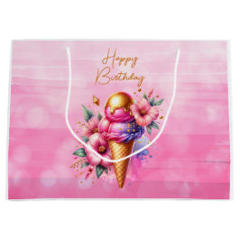 Rosa och Guld Ice Cream Golden Birthday