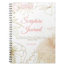 Rosa och Guld Illustrated Blommigt Scripture Journ