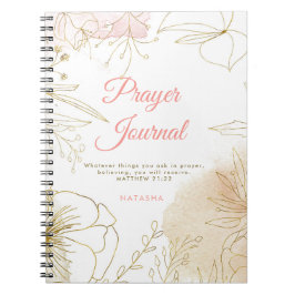Rosa och Guld Illustrerad Blommigt Prayer Journal Anteckningsbok