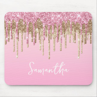 Rosa och Guld-indrivning Glitter Glam Namn Musmatta