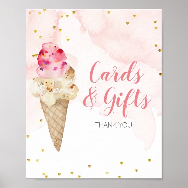 Rosa och guld Isglass Kort & Gåvor Poster (Framsidan)