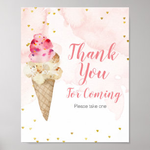 Rosa och guld Isglass Tack för att du kom Poster