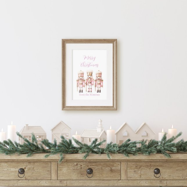 Rosa och guld julnötknäppare poster (Pink Nutcracker Christmas Poster)