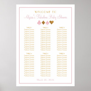 Rosa och Guld kasino-babyvydiagram för babyskor Poster