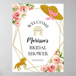 Rosa och Guld Kentucky Derby Välkomstskylt Poster