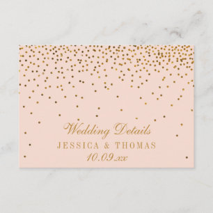 Rosa och Guld-konfetti Bröllop-detalj Tilläggskort
