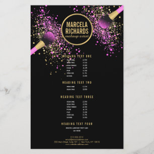Rosa och Guld konfetti Makeup-konstnär Flyer