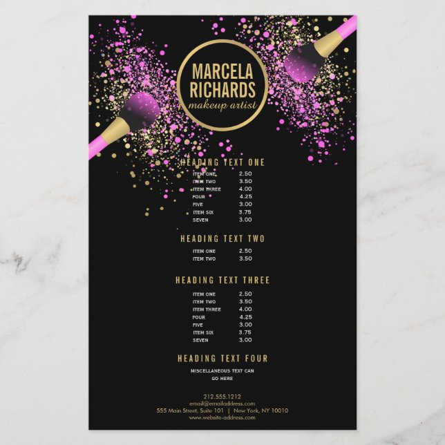 Rosa och Guld  konfetti Makeup-konstnär Flyer (Framsidan)