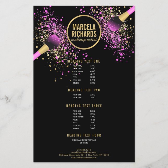 Rosa och Guld  konfetti Makeup-konstnär Flyer (Framsidan)