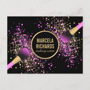 Rosa och Guld konfetti Makeup-konstnär Vykort