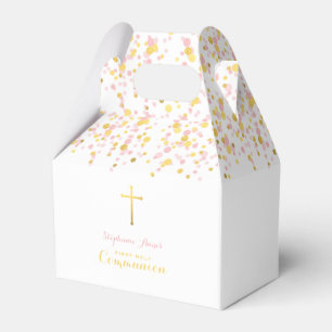 Rosa och guld- konfettiar för nattvardsgång presentaskar