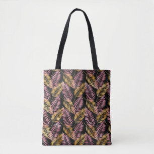 Rosa och Guld Leopard Blad Tygkasse
