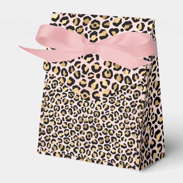 Rosa och guld leopard serie design 12  presentaskar (Framsidan Sidan)