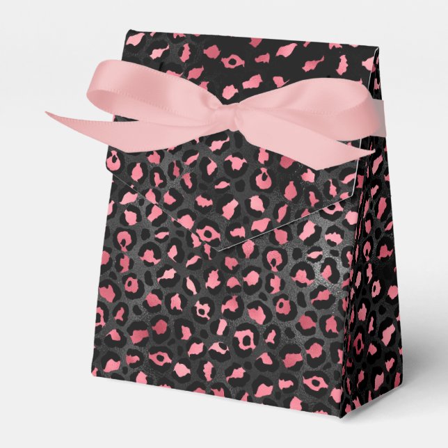 Rosa och guld leopard serie design 14 presentaskar (Framsidan Sidan)