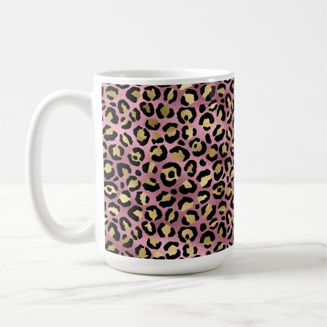 Rosa och guld leopard serie design 15 kaffemugg (Vänster)