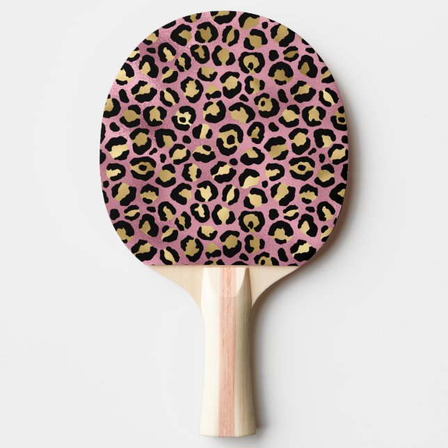 Rosa och guld leopard serie design 15 pingisracket (Framsidan)