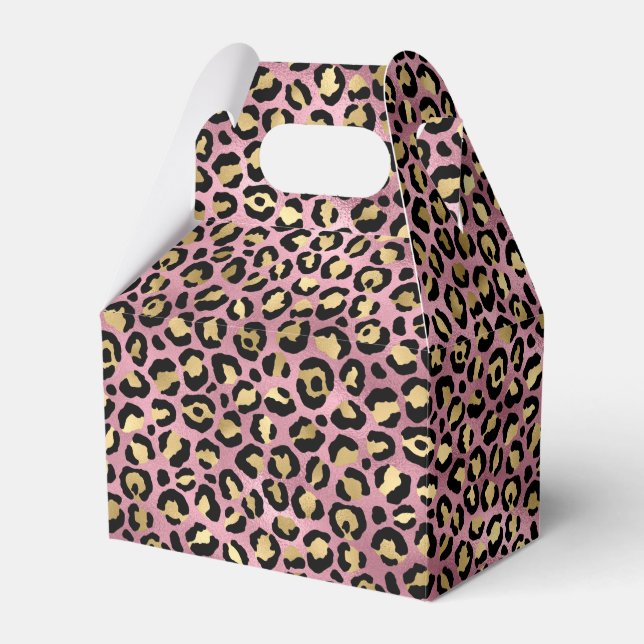 Rosa och guld leopard serie design 15 presentaskar (Framsidan Sidan)