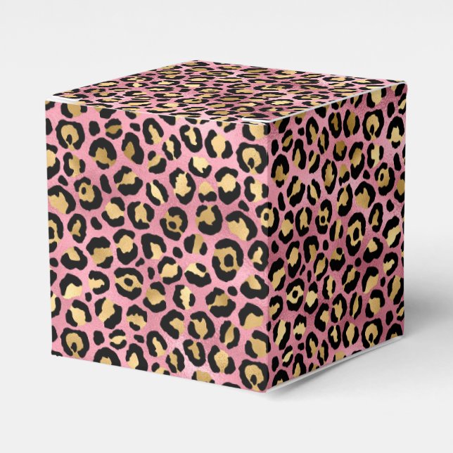 Rosa och guld leopard serie design 15 presentaskar (Framsidan Sidan)