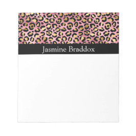 Rosa och Guld Leopard Skriv ut Anteckningsblock