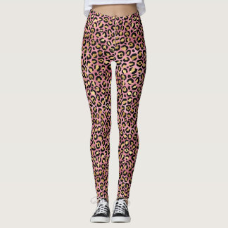 Rosa och Guld Leopard Skriv ut Mönster Leggings