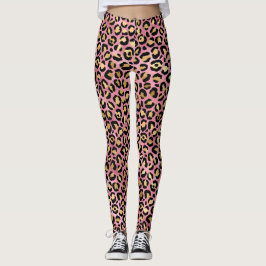 Rosa och Guld Leopardseriens utformning 15 Leggings