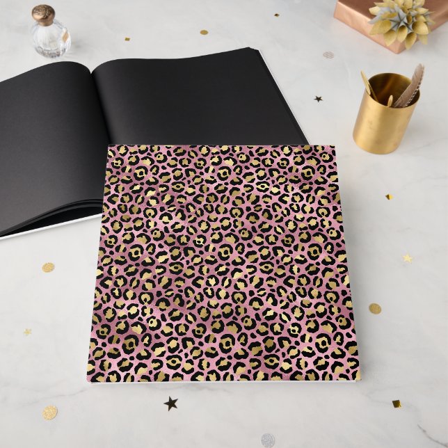 Rosa och guld leopardtryck gästböcker (Framsidan öppen)