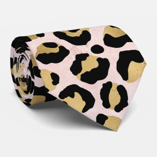Rosa och guld leopardtryck slips