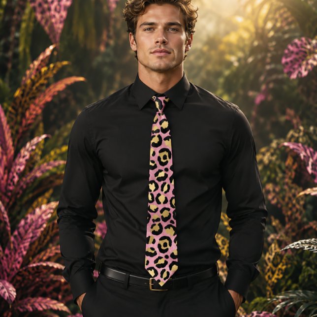 Rosa och guld leopardtryck slips (Skapare uppladdad)