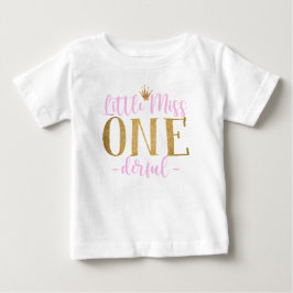 Rosa och Guld Little Miss One Derful Baby T-Shirt