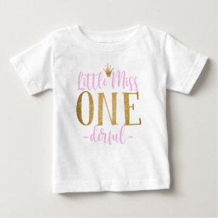 Rosa och Guld Little Miss One Derful Baby T-Shirt