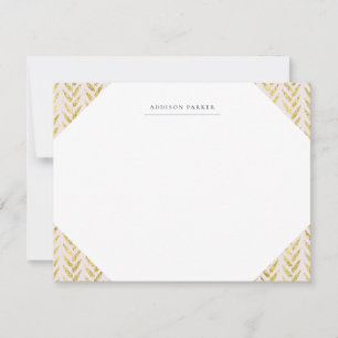 Rosa och Guld Löv-monogrammat Stationery Anteckningskort