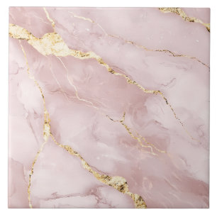 Rosa och Guld Luxurious Gemstone Modern Marble Kakelplatta