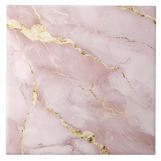 Rosa och Guld Luxurious Gemstone Modern Marble Kakelplatta (Framsidan)