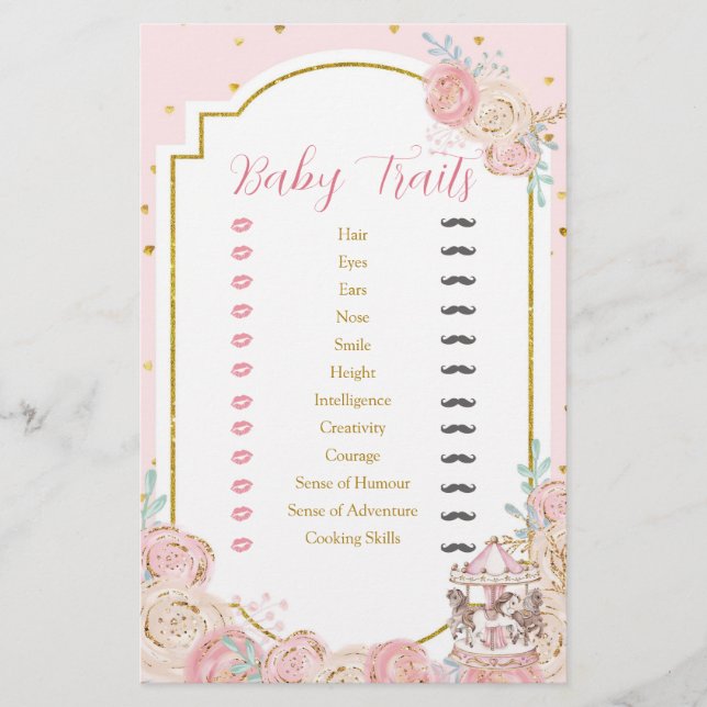 Rosa och Guld Magic Carousel Baby Traits (Framsida)