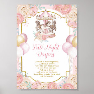 Rosa och Guld Magic Carousel Late Night Diaper Dia Poster